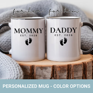 Custom Mommy & Daddy Mug Set Gift for New Mom Dad