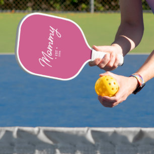 Custom Mommy Established Year Pink Pickleball Paddle