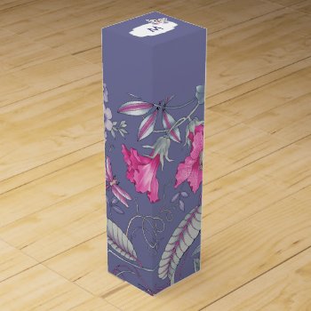 Custom Momogram Flower Pattern  Wine Box by artofmairin at Zazzle
