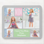 Custom Mom's Photo Collage Pink/Green/Gray Mouse Pad