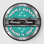 Custom Mom&#39;s Retro 1950s Diner Wall Clock - Aqua