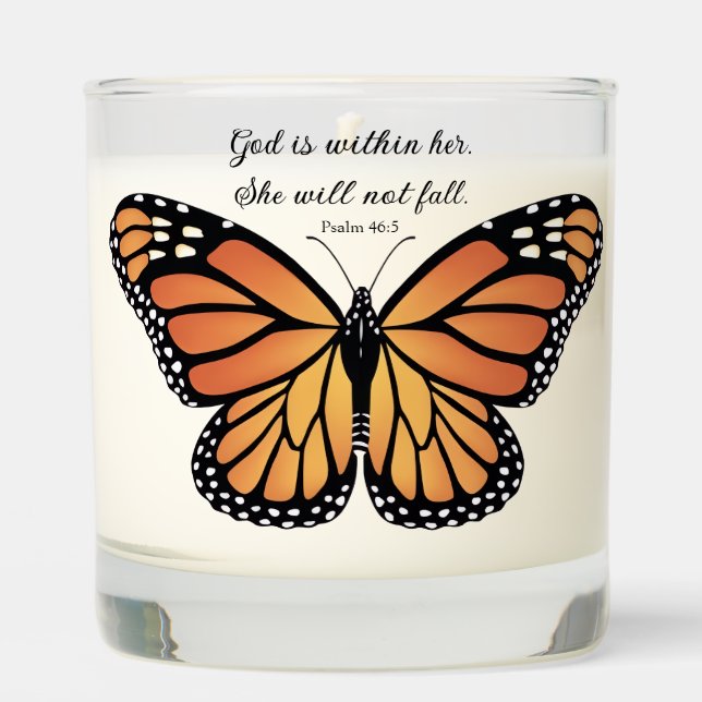 Custom Monarch butterfly Candle God is within her  (Front)