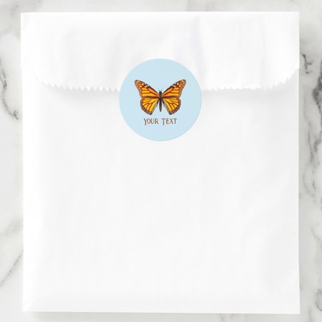 Custom Monarch Butterfly Classic Round Sticker (Favor Bag)