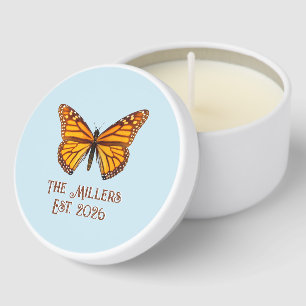 Custom Monarch Butterfly Family Name Established Mini Candle Favors