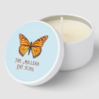 Custom Monarch Butterfly Family Name Established Mini Candle Favors