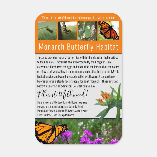 Custom Monarch Butterfly Habitat With Your Photos Metal Sign (Front)