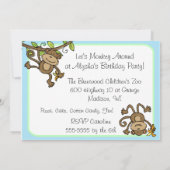 Custom Monkey Around Animals Birthday Invitation (Back)