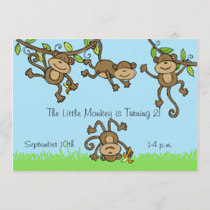 Custom Monkey Around Animals Birthday Invitation