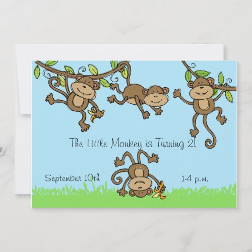 Custom Monkey Around 5x7 Birthday Invitation