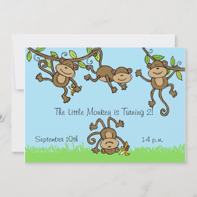 Custom Monkey Around Animals Birthday Invitation (Front)