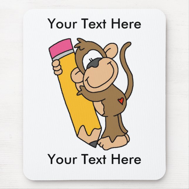 Custom Monkey Pencil Mousepad - Customizable (Front)