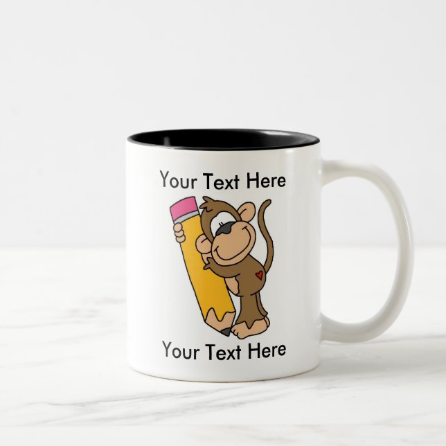 Custom Monkey Pencil Mug - Customizable (Right)