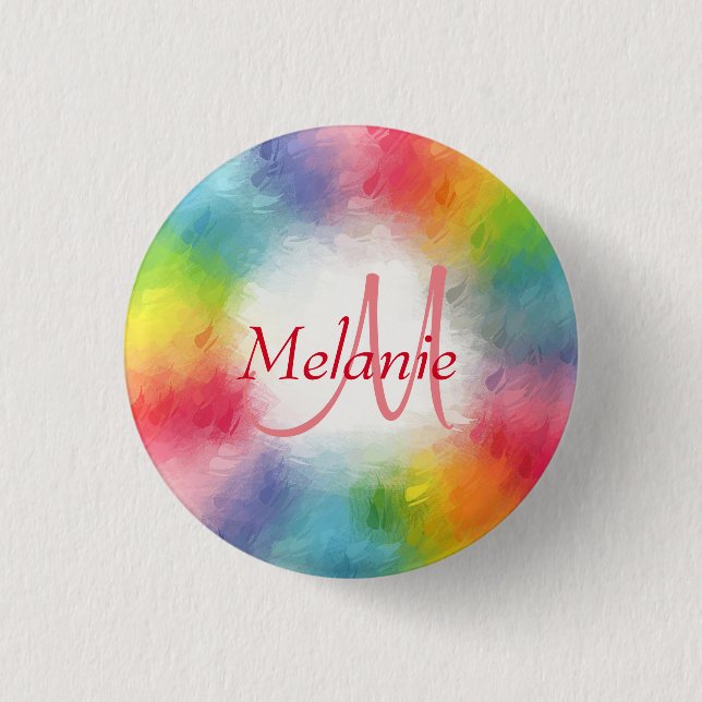 Custom Mono gram Colorful Modern Abstract Template Button (Front)