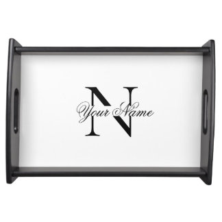 Custom Monochrome Monogram Serving Tray
