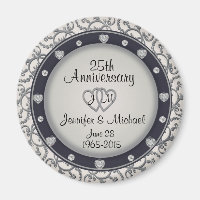Custom Monogram 25th Anniversary Magnet