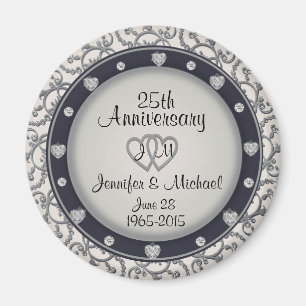 Custom Monogram 25th Anniversary Magnet