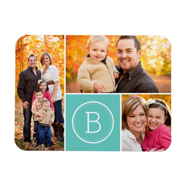 Custom Monogram 3 Photo Magnet (Horizontal)