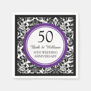 Custom Monogram 50th Anniversary Napkin Purple