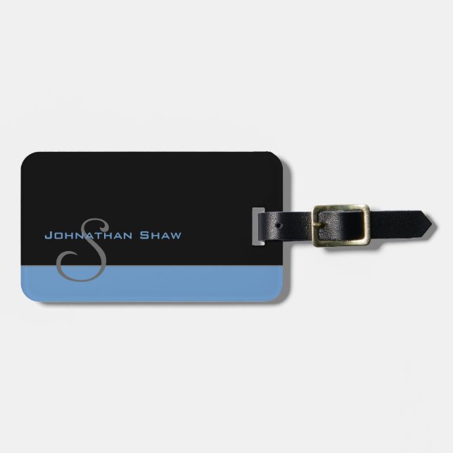 Custom Monogram 5 (Blue) Luggage Tag (Front Horizontal)