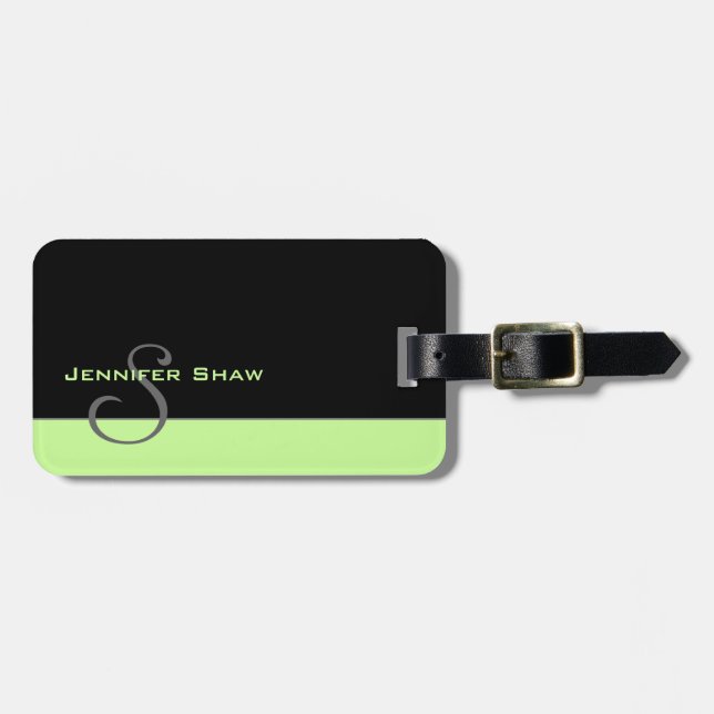 Custom Monogram 5 (Mint Green) Luggage Tag (Front Horizontal)