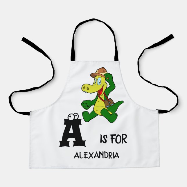 Custom monogram A is for Alligator funny reptile Apron (Front)