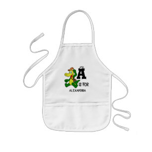 Custom monogram A is for Alligator funny reptile Kids' Apron