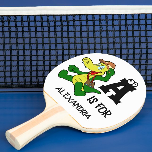 Custom monogram A is for Alligator funny reptile Ping Pong Paddle (Insitu)