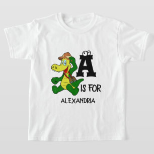 Custom monogram A is for Alligator funny reptile T-Shirt