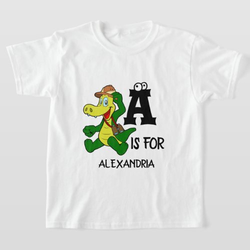 Custom monogram A is for Alligator funny reptile T_Shirt