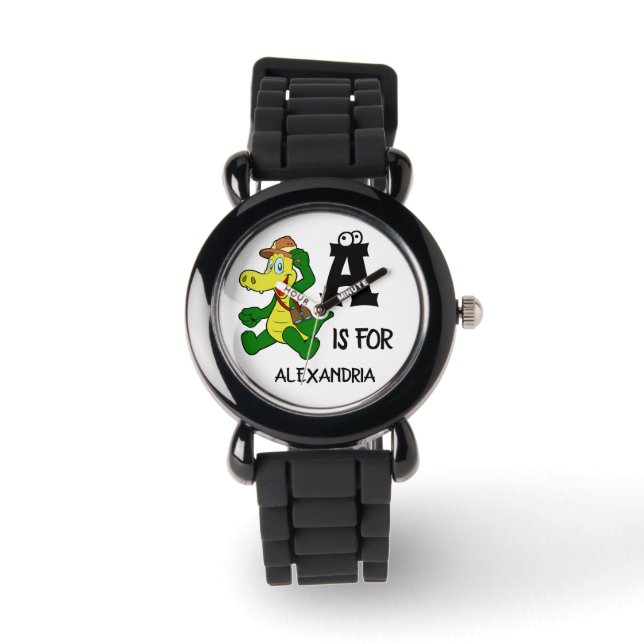 Custom monogram A is for Alligator funny reptile Watch (Front)