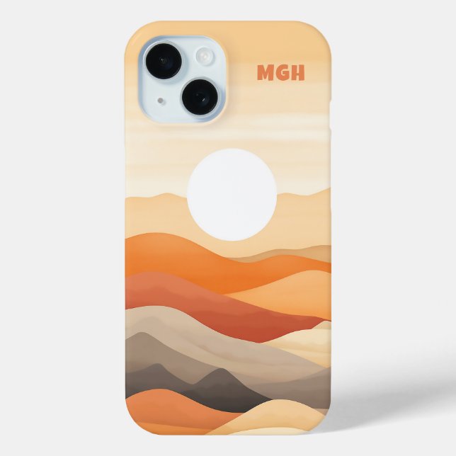 Custom Monogram Abstract Landscape Illustration Case-Mate iPhone Case (Back)