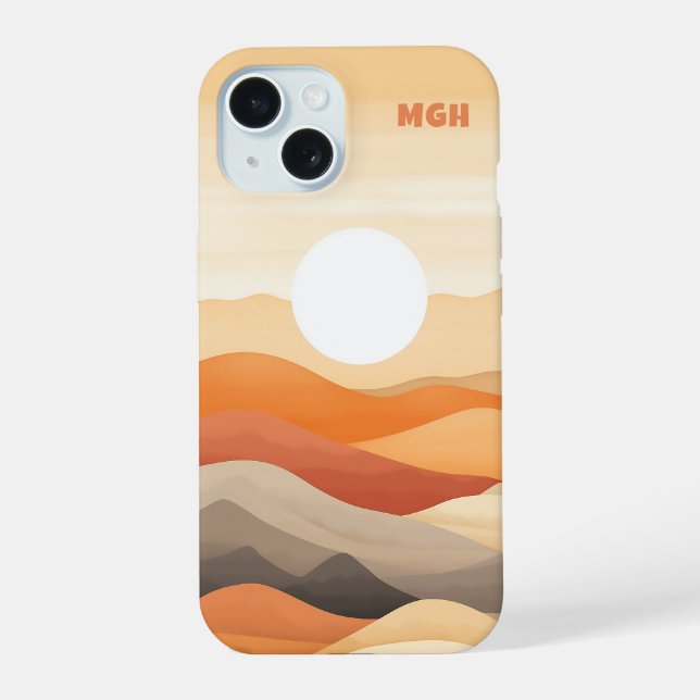 Custom Monogram Abstract Landscape Illustration Iphone Case (Back)