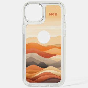 Custom Monogram Abstract Landscape Illustration iPhone 15 Plus Case