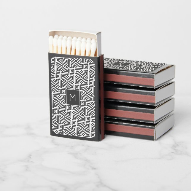 Custom monogram Abstract Pattern Matchboxes (Stacked)