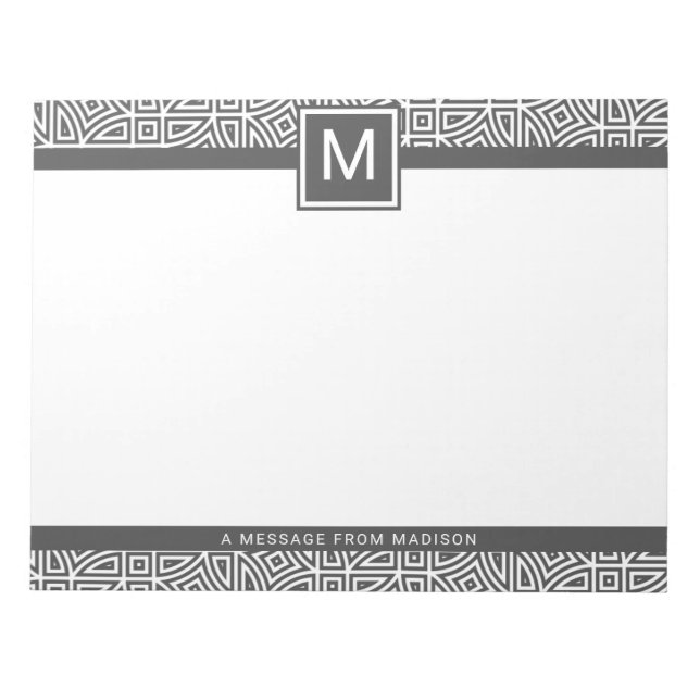 Custom monogram Abstract Pattern notepads (Front)