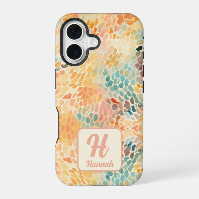 Custom Monogram Abstract Watercolor Pattern Iphone Case (Back)