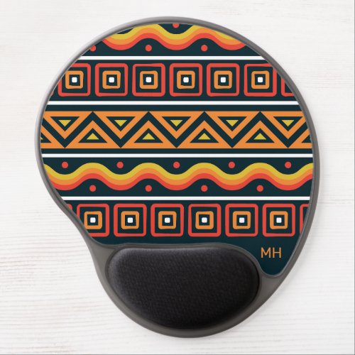 Custom Monogram African Pattern Gel Mouse Pad