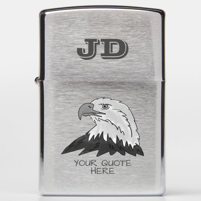Custom monogram American eagle head Zippo Lighter (Front)