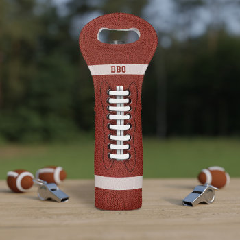 Custom Monogram American Football Theme Sports Wine Bag by DadsBBQ at Zazzle