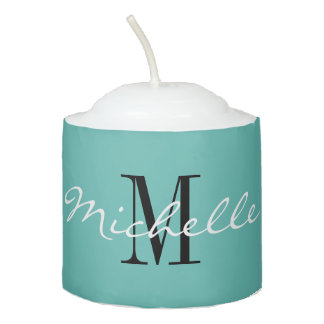 Custom monogram and color round wax votive candle