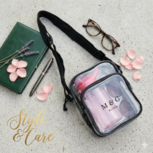 Custom Monogram and Date Personalized Clear Crossbody Bag