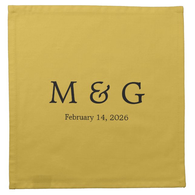 Custom Monogram and Date Personalized Cloth Napkin (Front)