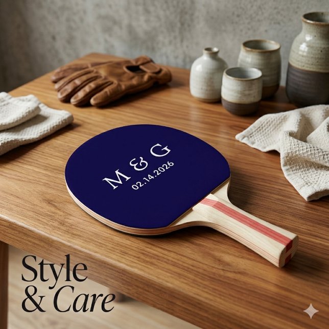 Custom Monogram and Date Personalized Dark Blue Ping Pong Paddle (Custom Monogram and Date Personalized Dark Blue Ping Pong Paddle)