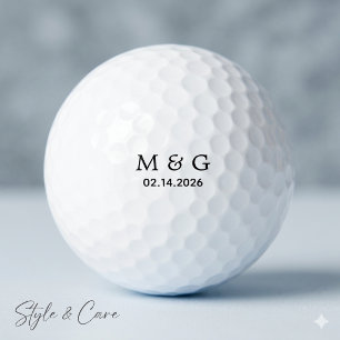 Custom Monogram and Date Personalized Golf Balls