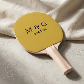 Custom Monogram and Date Personalized M Gold Ping Pong Paddle