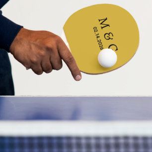 Custom Monogram and Date Personalized M Gold Ping Pong Paddle