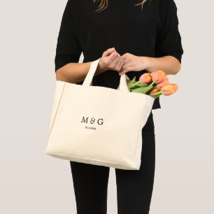 Custom Monogram and Date Personalized Mini Tote Bag