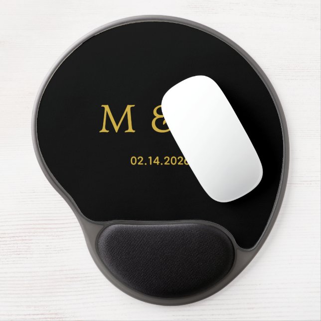 Custom Monogram and Date Personalized Stylish Gel Mouse Pad (Left Side)