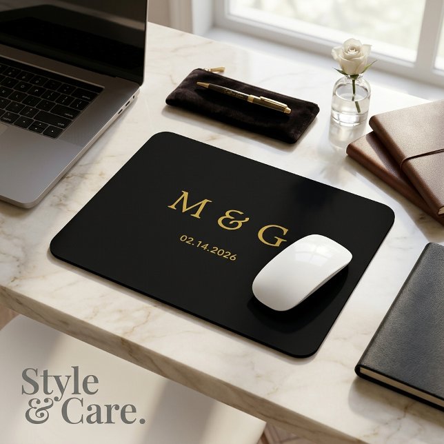 Custom Monogram and Date Personalized Stylish Mouse Pad (Custom Monogram and Date Personalized Stylish Mouse Pad)