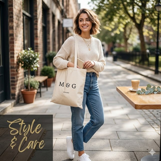 Custom Monogram and Date Symbol of Love Budget Tote Bag (Custom Monogram and Date Symbol of Love Budget Tote Bag)